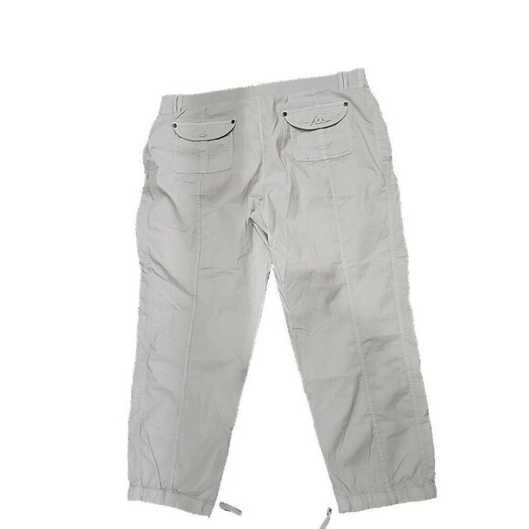 Chico's Pants Crop Beige High Rise Cotton Pockets Zip Jogger Hem Women's 16 - Picture 4 of 7